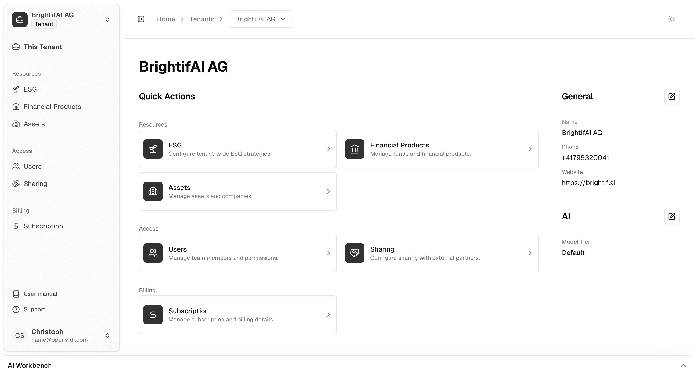 The OpenSFDR dashboard