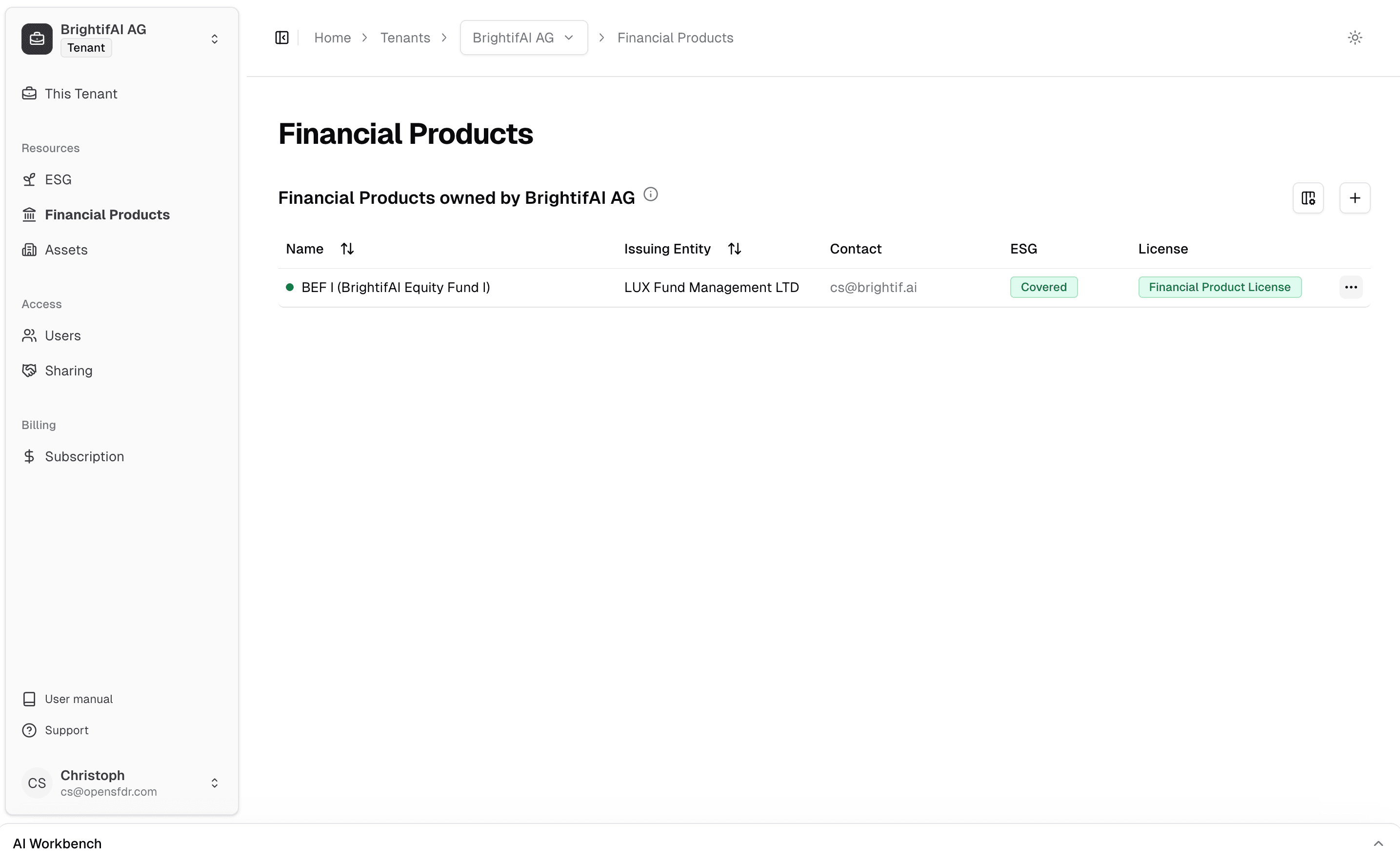 The Financial Products section