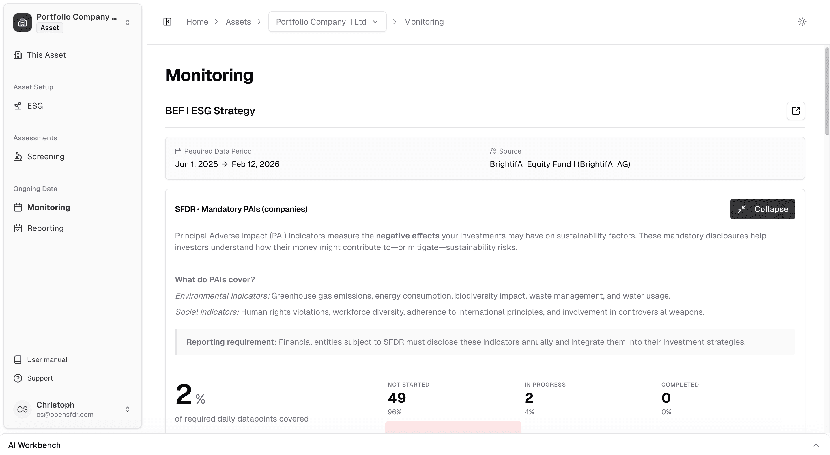 Strategy monitoring date range