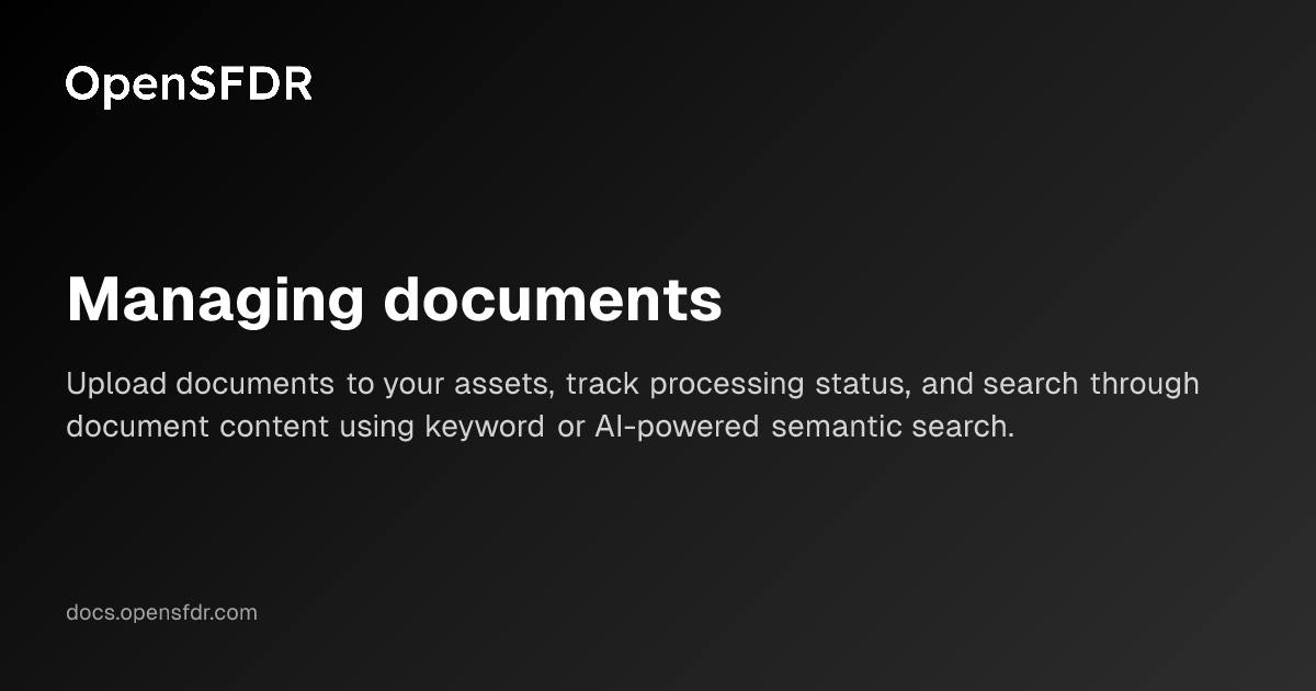 Managing documents | OpenSFDR Documentation