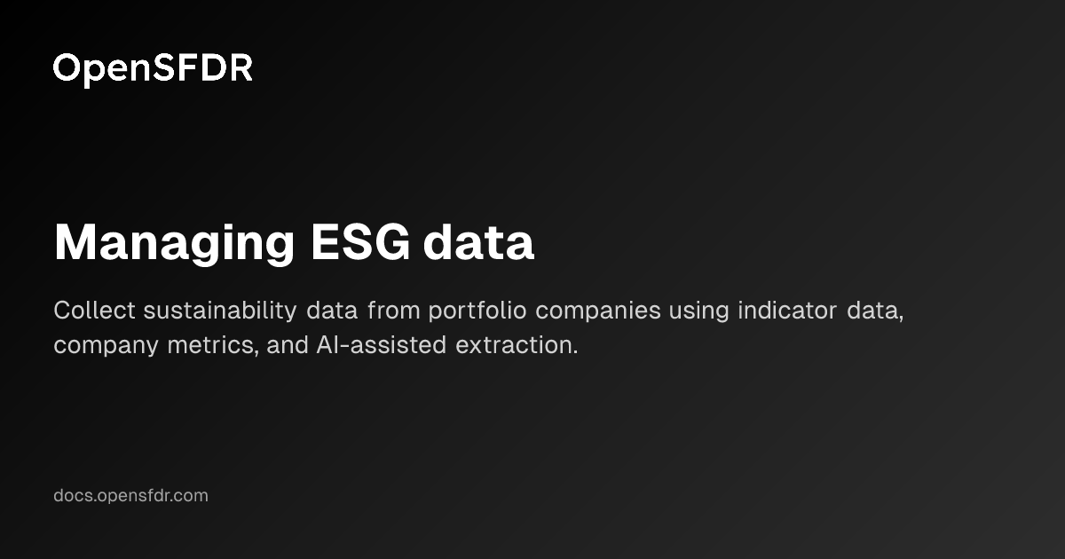 Managing ESG data | OpenSFDR Documentation