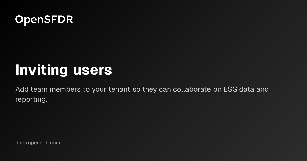 Inviting users | OpenSFDR Documentation