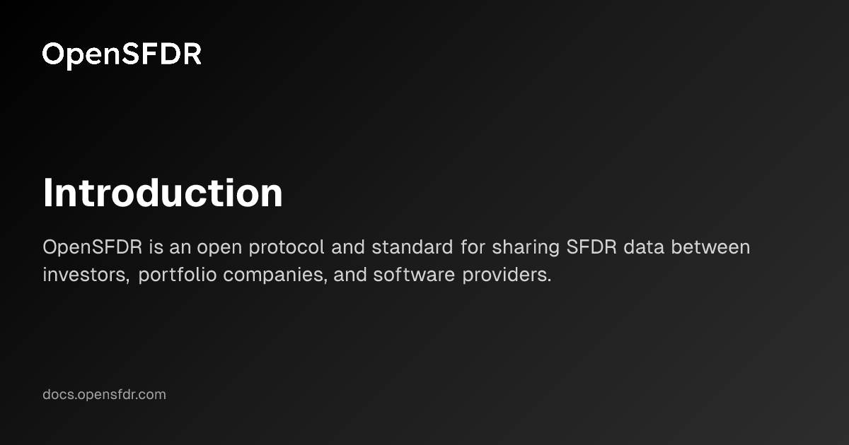 Introduction | OpenSFDR Documentation